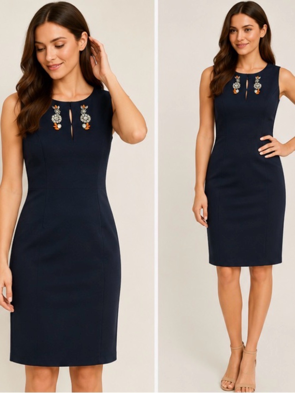 ZARA Navy Embellished Sheath Dress
W&B Collection Size M